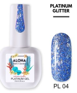 Ημιμόνιμο βερνίκι Aloha 15ml - Platinum Glitter PL 04 / Light Blue (Μπλε ανοιχτό)