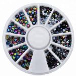 Ρόδα Nail Art με μαύρη πέρλα ιριδίζουσα - 3 μεγέθη