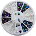 Ρόδα Nail Art με ιριδίζουσες λευκές και μαύρες πέρλες - 3 σχήματα