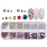 6 μεγέθη Κρύσταλλα Mixed Colorful, Gold AB & Starry AB για διακόσμηση νυχιών σε κασετίνα - 1.740 τμχ.  / ALOHA Nails & Cosmetics