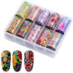 Κασετίνα 10τμχ Foil Stickers για σχέδια νυχιών 4x120cm - Set 50 / ALOHA Nails & Cosmetics