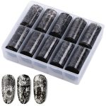 Κασετίνα 10τμχ Foil Stickers για σχέδια νυχιών 4x120cm - Set 54 / ALOHA Nails & Cosmetics