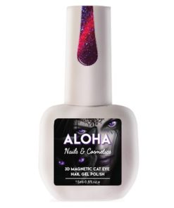 Μεταλλικά Ημιμόνιμα βερνίκια 3D Magnetic Cat Eye 15ml - Aloha Nails & Cosmetics / CT 011 - Μωβ-κόκκινο