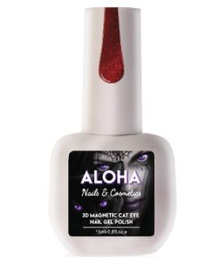 Μεταλλικά Ημιμόνιμα βερνίκια 3D Magnetic Cat Eye 15ml - Aloha Nails & Cosmetics / CT 016 - Μπορντώ