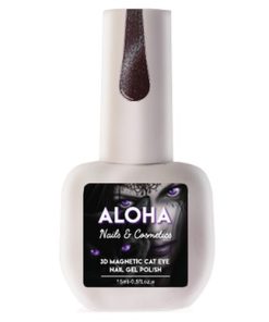 Μεταλλικά Ημιμόνιμα βερνίκια 3D Magnetic Cat Eye 15ml - Aloha Nails & Cosmetics / CT 017 - Καφέ μελιτζανί