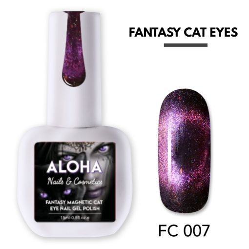 Μεταλλικά Ημιμόνιμα βερνίκια ALOHA Fantasy Cat Eye 15ml - FC 007 / Μωβ - Image 3