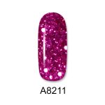 Ημιμόνιμο βερνίκι ALOHA 8ml – Color Coat A8211 / Χρώμα: Dark Fuschia with payettes (Σκούρο Φούξια με παγιέτα) - Image 2