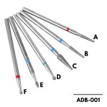 Σετ 6τμχ Διαμαντόφρεζες για Combi Manicure, σε ποικιλία σχημάτων / ADB-001