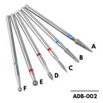 Σετ 6τμχ Διαμαντόφρεζες για Combi Manicure, σε ποικιλία σχημάτων / ADB-002