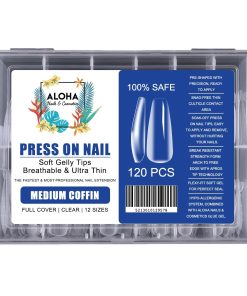 Press On Gelly Tips Clear σε Κασετίνα 120τμχ. - Medium Coffin