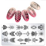 Μεταλλική Πλακέτα με Στάμπες για Σχέδια Νυχιών 12x6cm / ASP-030